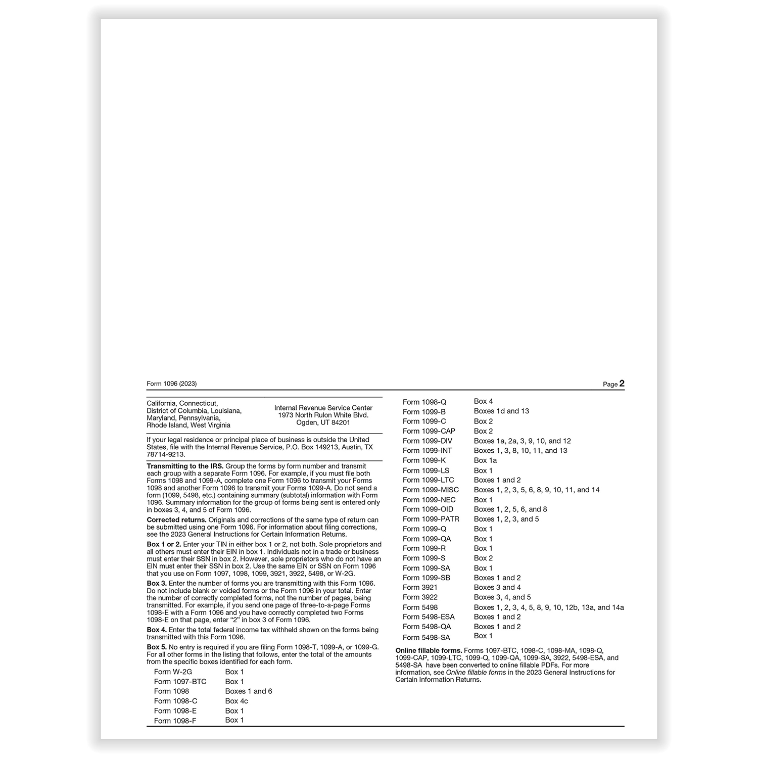 Laser Transmittal Irs Approved Tax Form Formstax