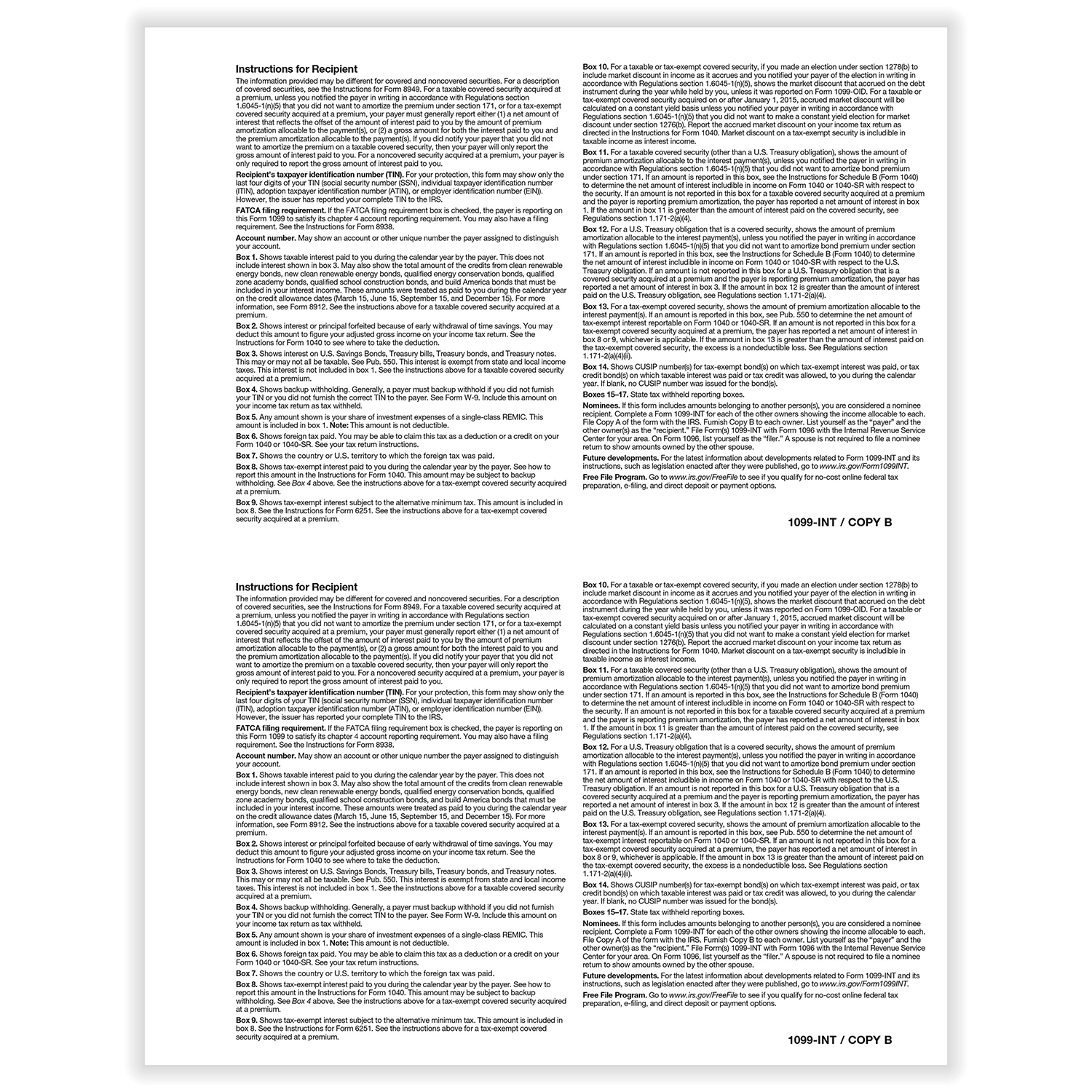 1099 int recipient copy b formstax