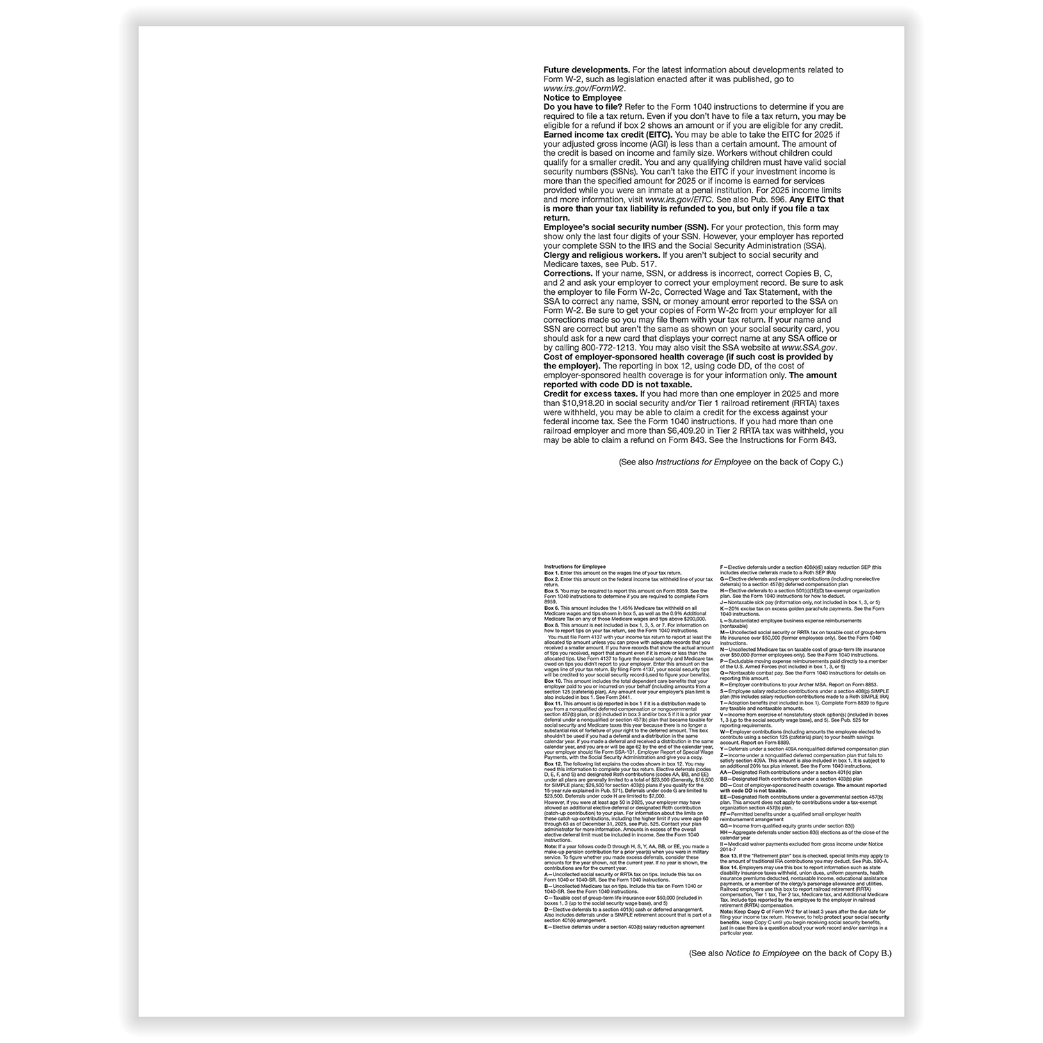 Wage Tax Statement | W-2 Laser 4-Up Tax Form | Formstax