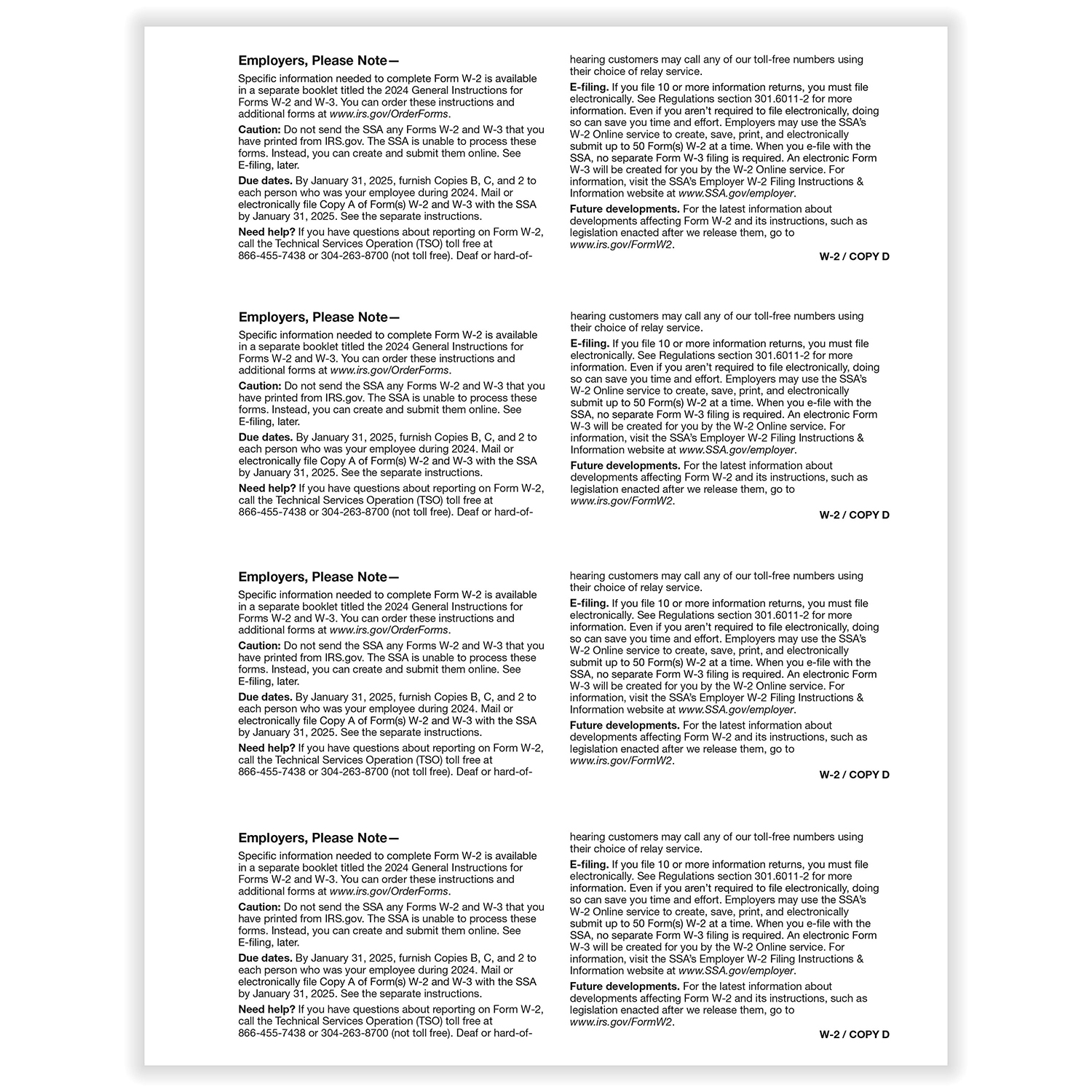 W-2 4-Up Blank | Blank Printable W-2 Forms | Formstax