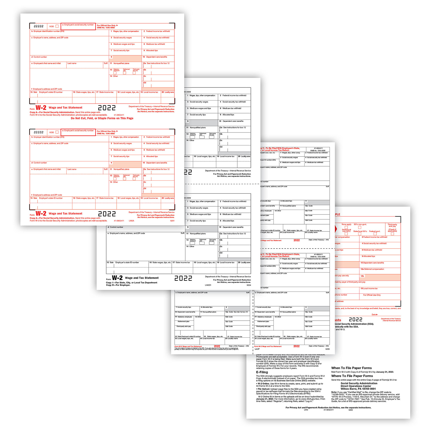 Laser W-2 Form Set | W-2 Income 6-Part Form Set | Formstax