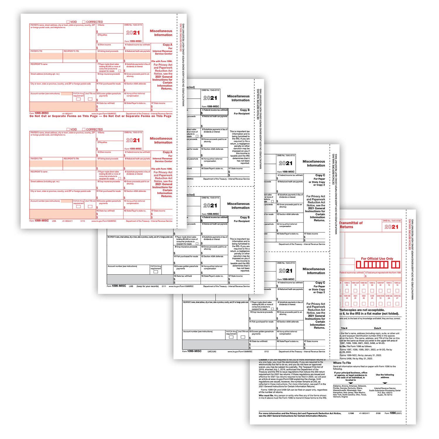 1099 MISC 4 Part Form Set Formstax