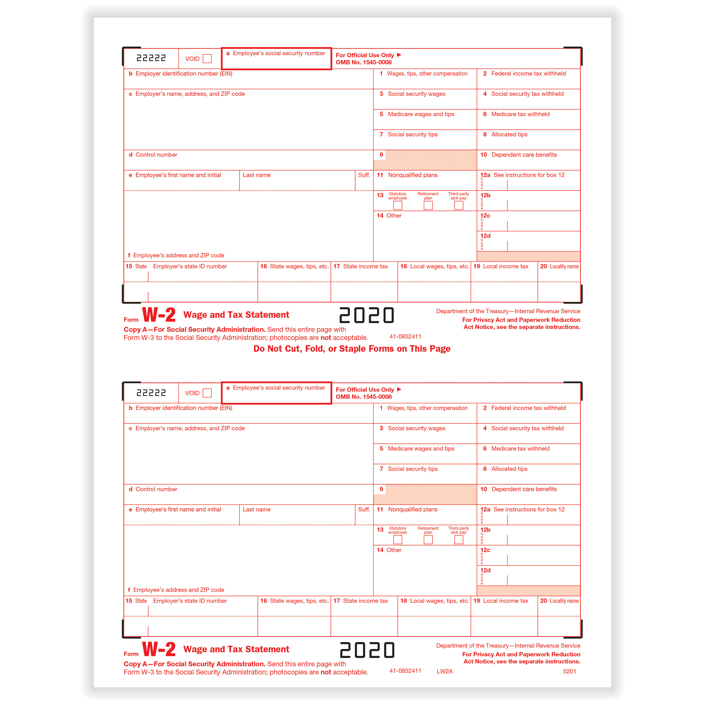 Irs Printable W2 Form