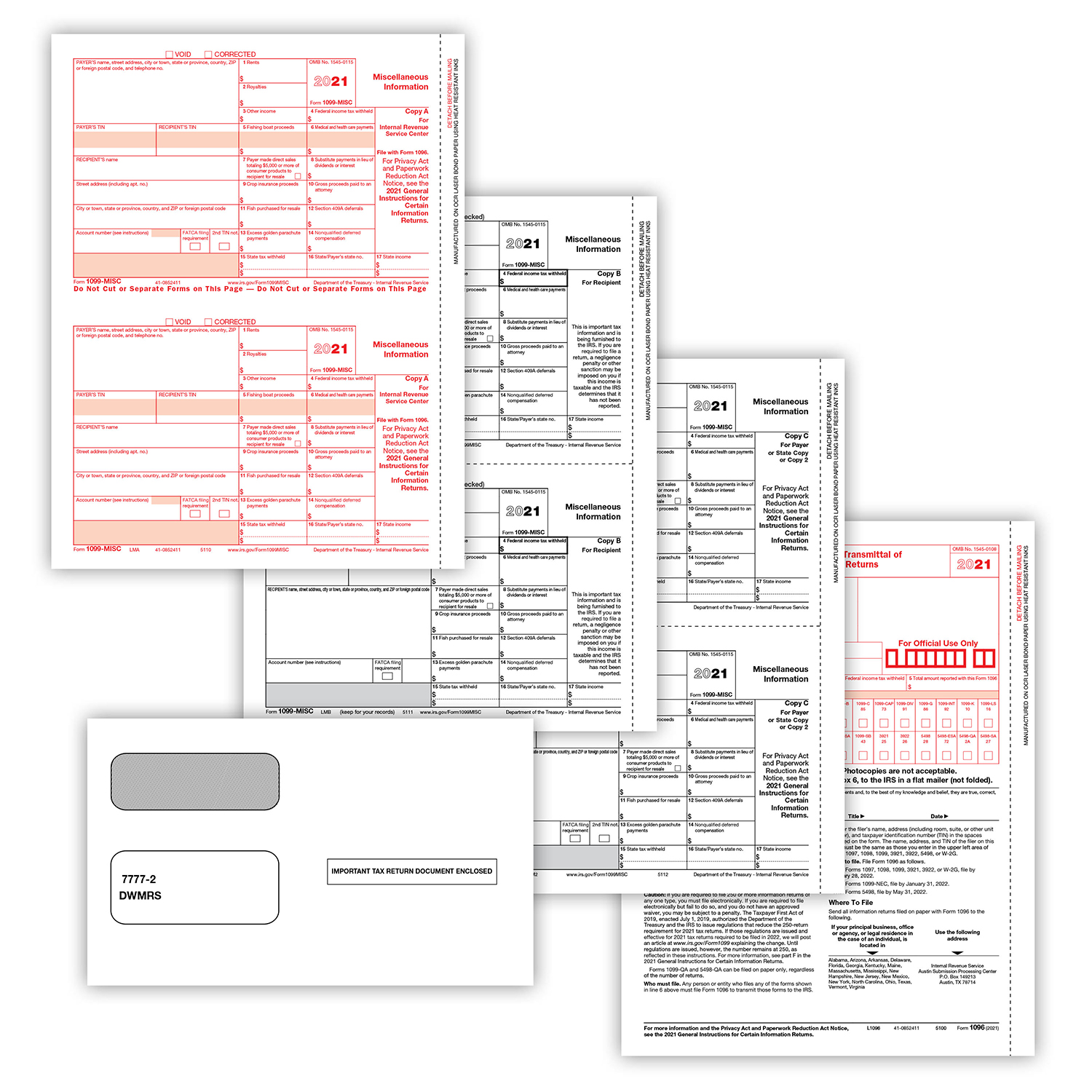 Picture of 1099-MISC 2-Up 4-Part Form + Self-Seal Envelopes
