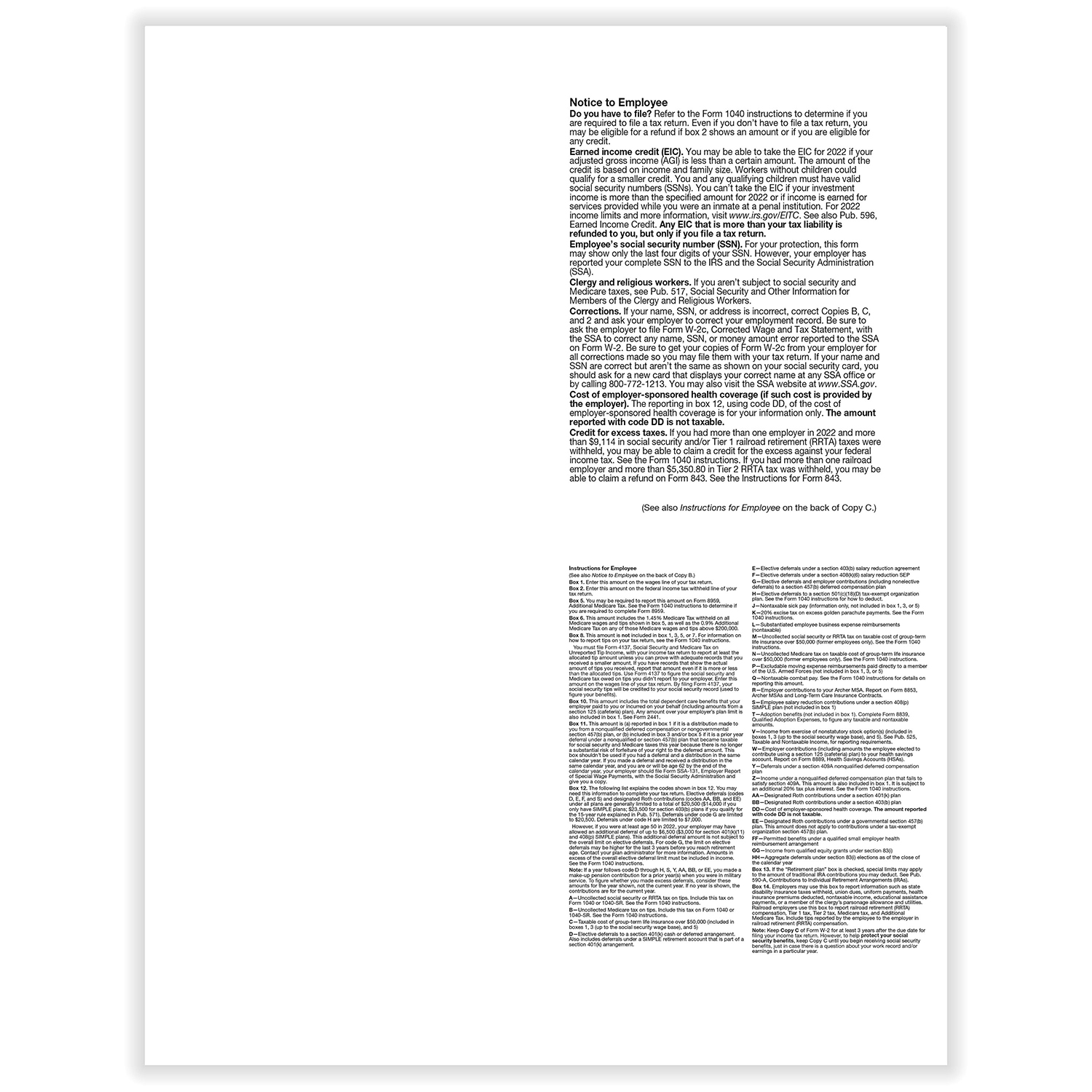 Wage Tax Statement W 2 Laser 4 Up Tax Form Formstax 0195