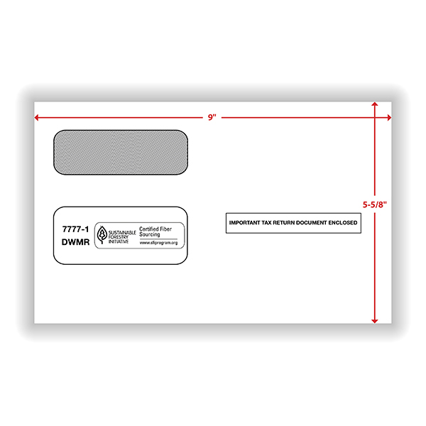 1099 Double Window Gummed Envelopes | Formstax