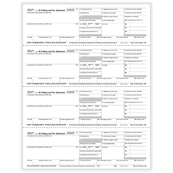W-2 4-Up Blank | Blank Printable W-2 Forms | Formstax