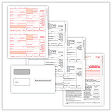 Picture of 1099-NEC 3-Up 4-Part Set with  Self-Seal Envelopes