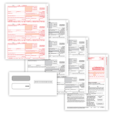 Picture of 1099-NEC 3-Up 4-Part Set with  Self-Seal Envelopes